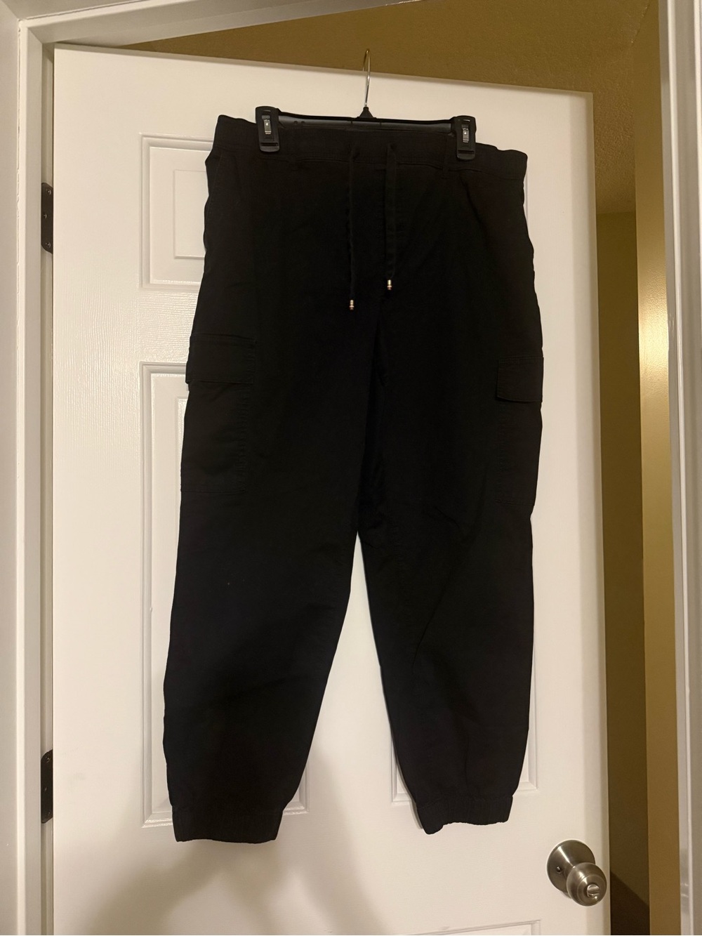 Tommy Hilfiger Mens Black Cargo Jogger Pants L Stretch Utility 76J4363